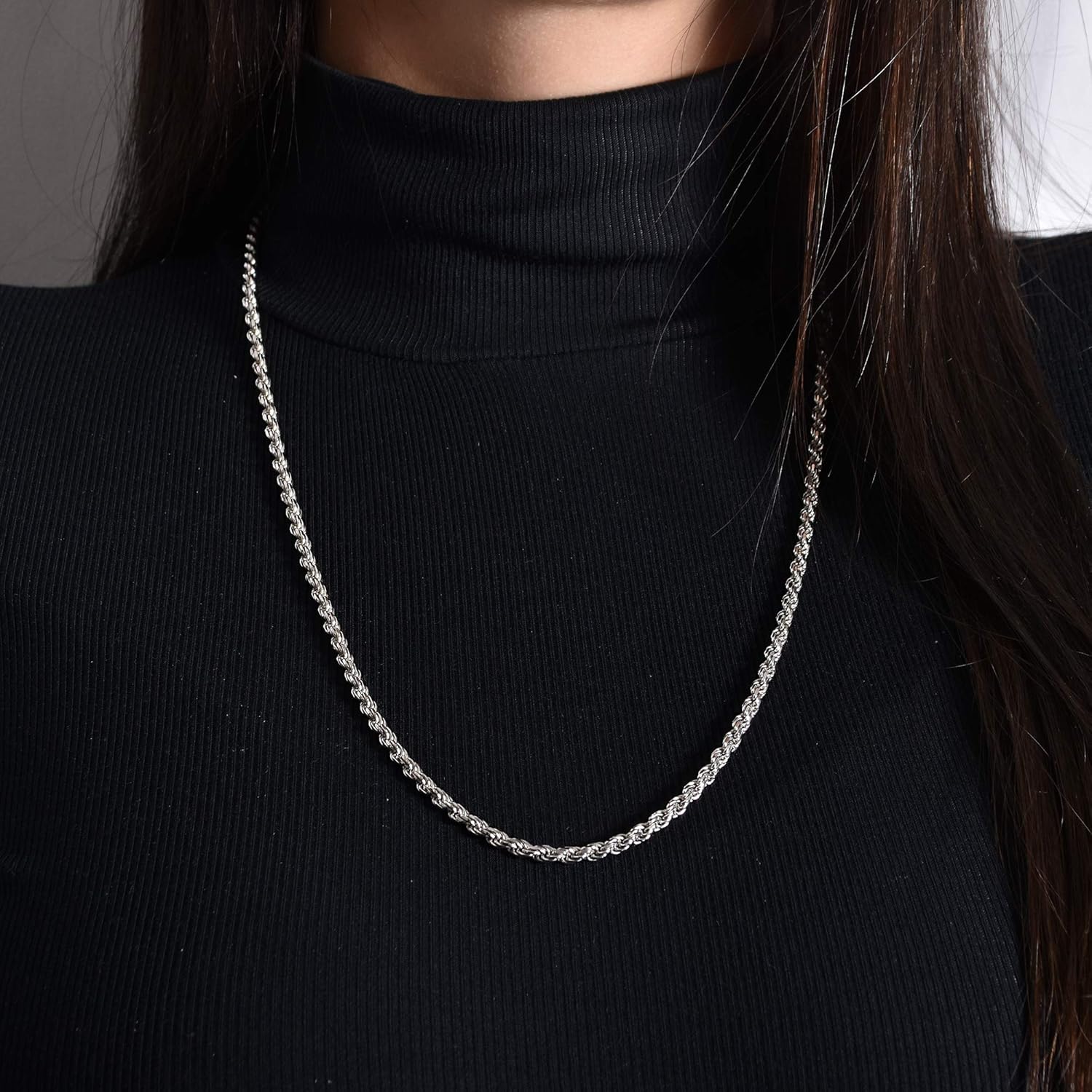 NYC スターリングシルバー フィガロリンク .925 ITProLux ネックレスチェーン 1mm - 7.5mm 16インチ - 30インチ イタ