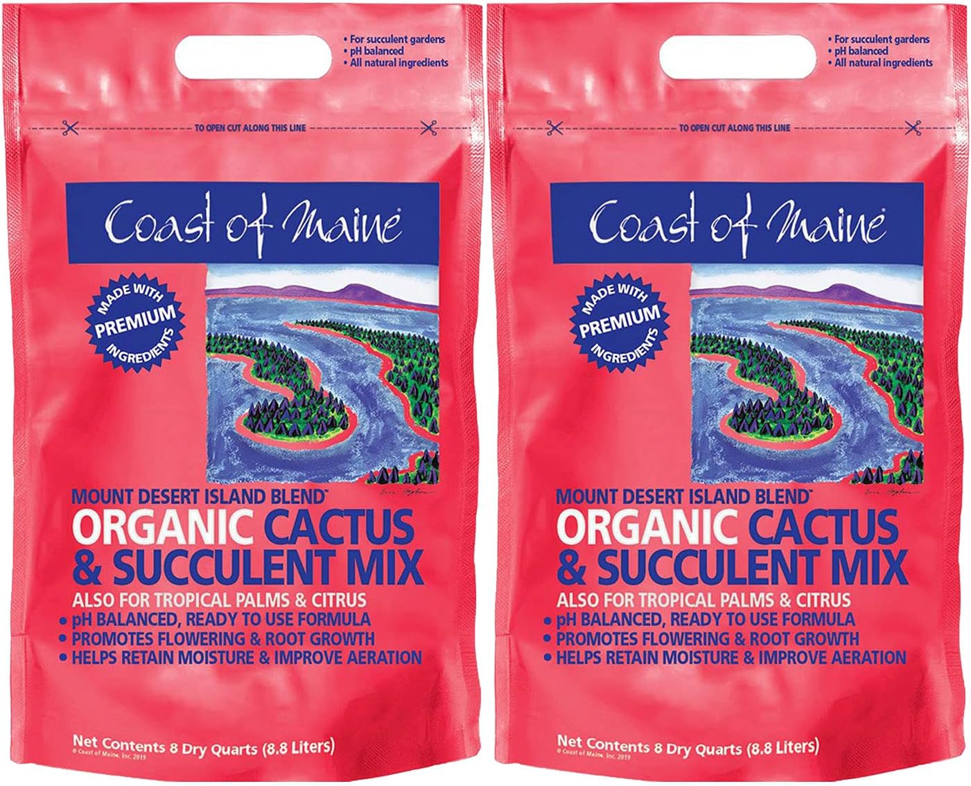 Coast of Maine Mount Desert Island Blend, 8qt (Pack of 2) Organic and Natural, Cactus and Succulent Mix - Tropical Palms and Citrus Plants