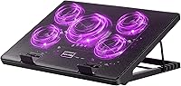 Kootek Laptop Cooling Pad with 5 Quiet Fans, Adjustable Stand for 12-17" Gaming Laptops, Purple LED Cooler