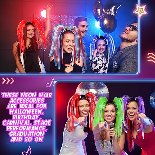 Miniatura 4 de Jerify 6 piezas de accesorios para el cabello con luces LED, diadema para fiesta intermitente, accesorios multicolor, diadema que brilla en la