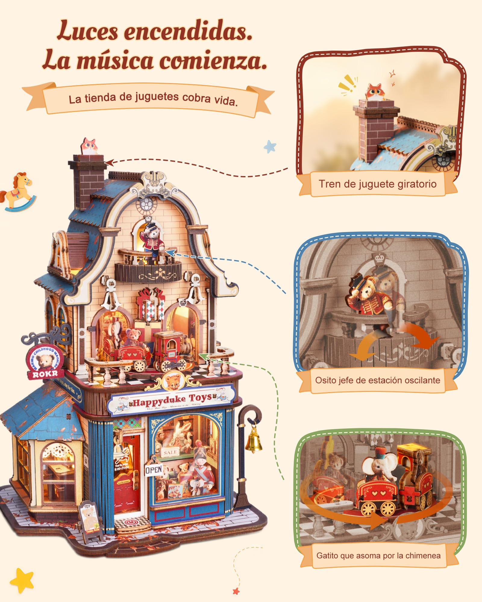 ROKR Happyduke Toy Shop Puzzle 3D de Madera para Adultos, EAM01 | Regalo para adultos,Miniatura decorativa para escritorio