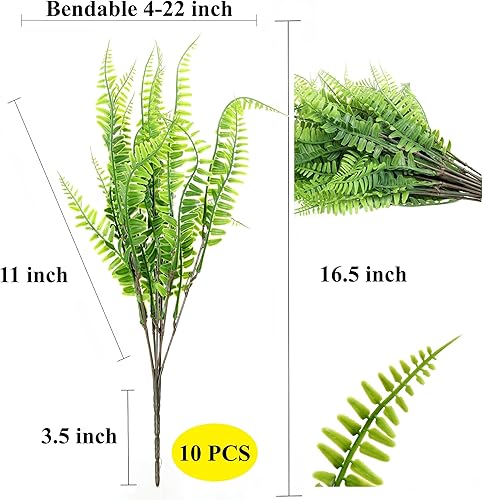 Miniatura 2 de Grand Verde Boston Ferns Plantas artificiales, vegetación sintética, arbustos de plástico al tacto, decoración de bricolaje para patio al aire
