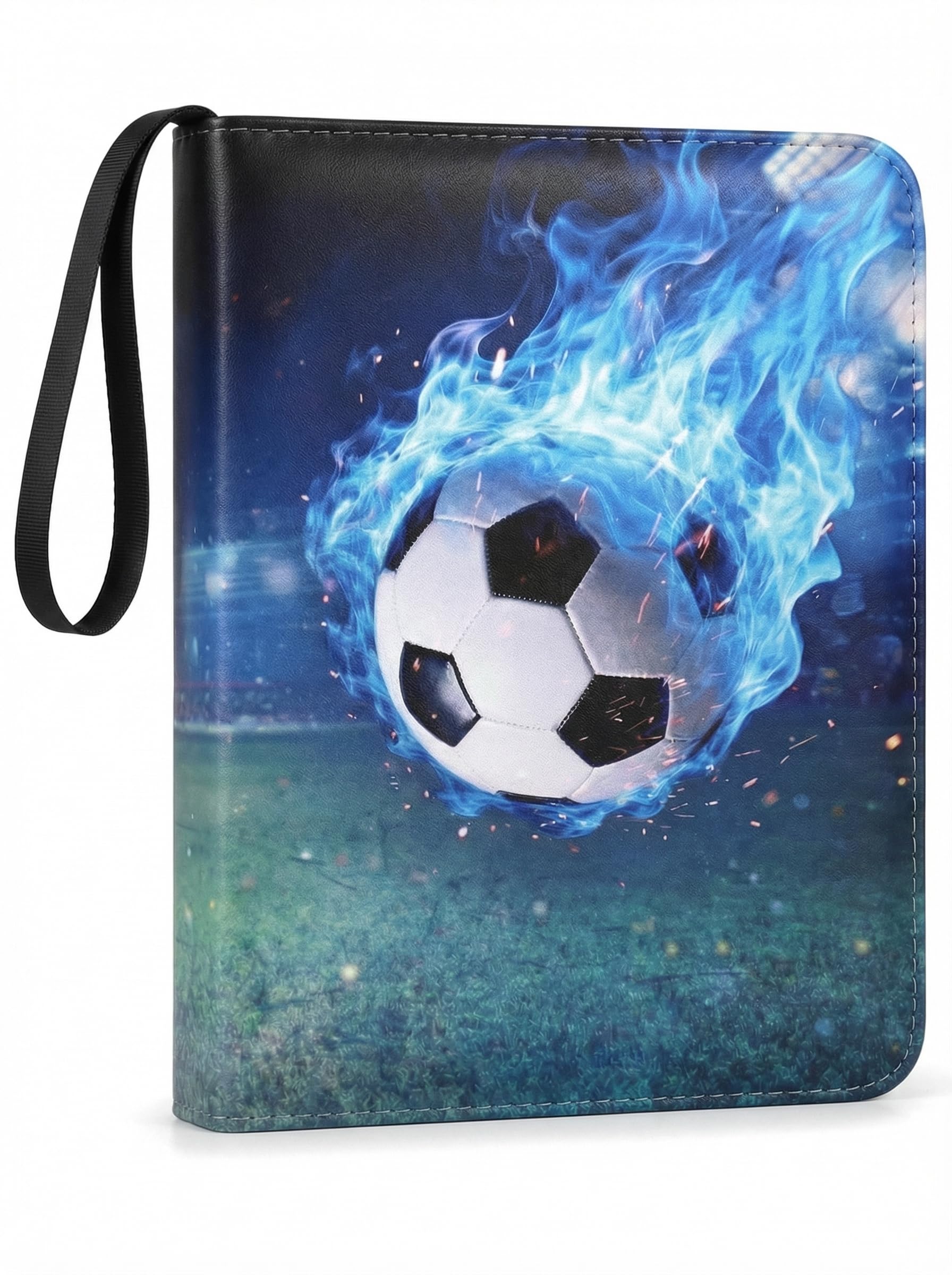 Hnycsir Trading Card Binder 400/900 Cards, Football Card Album with Zipper, PU Leather Card Collection Binder 50 Pages, Card Holder for Trading Cards, Game Cards, Sports Cards (Football, 900 Cards)