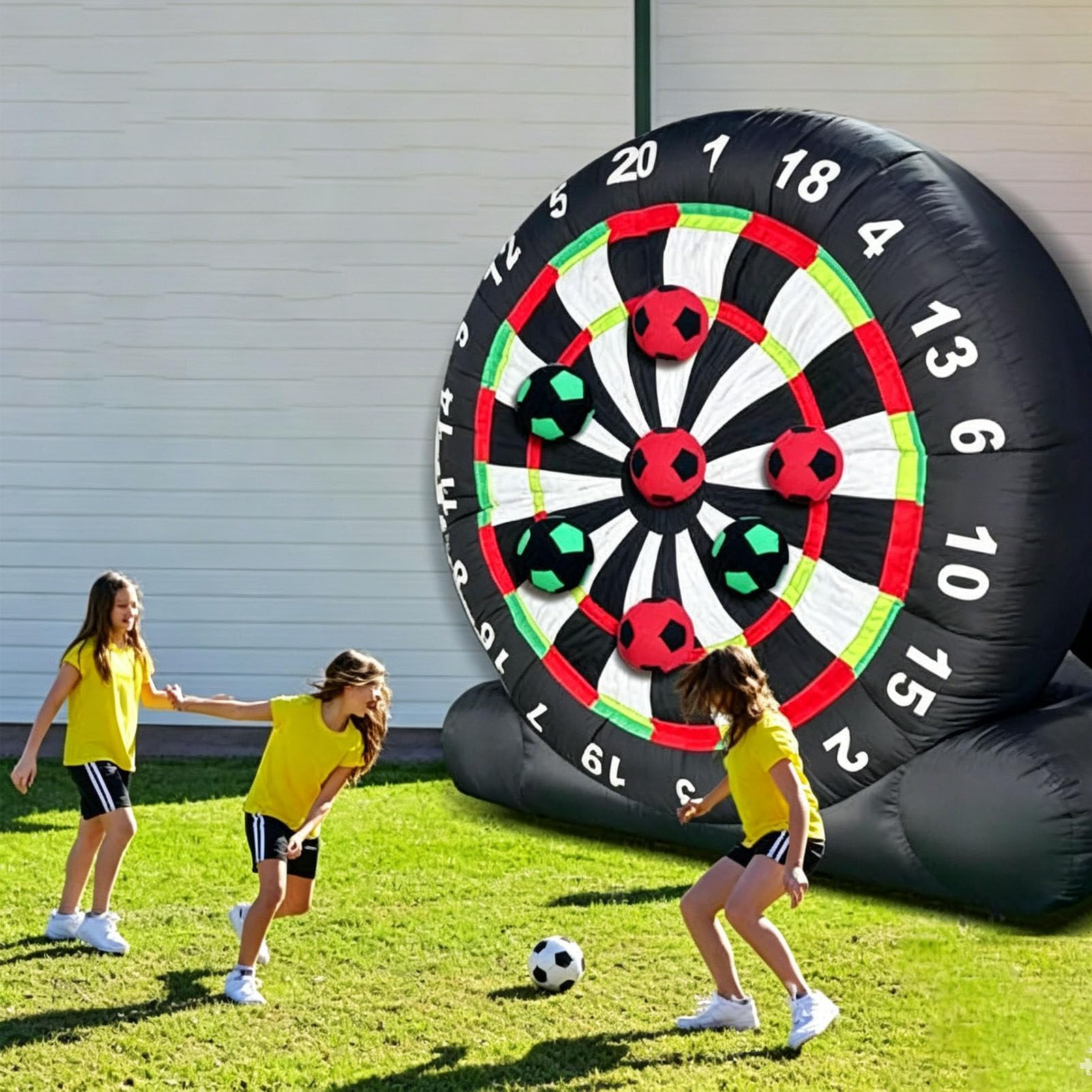 Gioco Gonfiabile Portatile di Calcio-Freccette, Set Pieghevole con Palline Adesive, Gioco da Esterno Compatto per Giardino, Viaggi e Feste B-4M