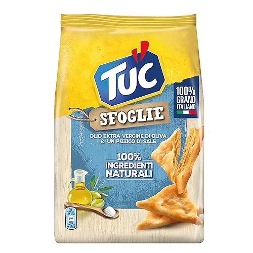 Immagine del prodotto Tuc Sfoglie, Olio Extravergine di Oliva & un Pizzico di Sale, Triangolini Sottili e Croccanti Cotti al Forno, 170g