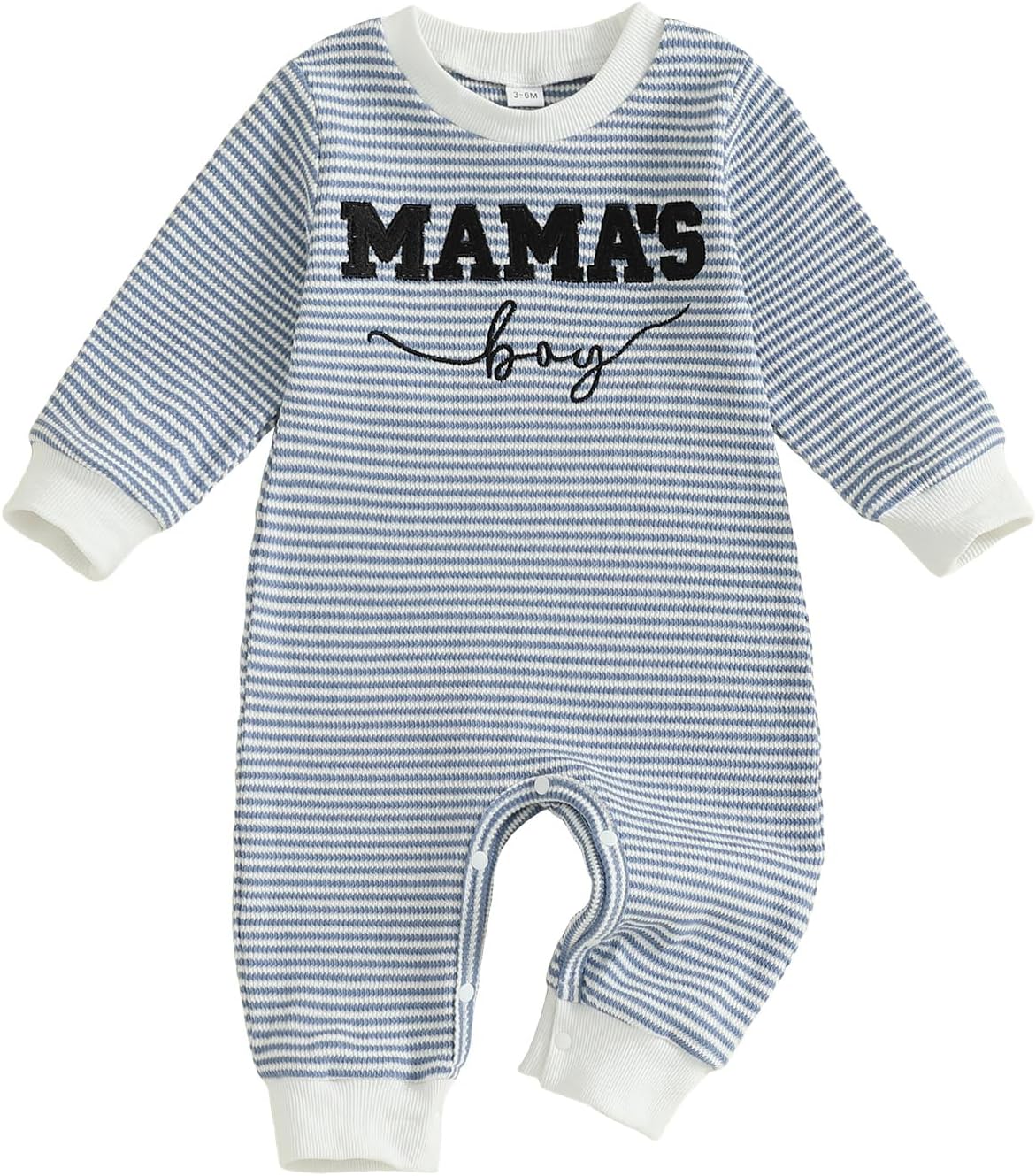 FOCUSNORM Newborn Baby Boy Fall Outfit Mamas Boy Embroidery Jumpsuit Long Sleeve Crewneck Romper Infant Boy Winter Clothes