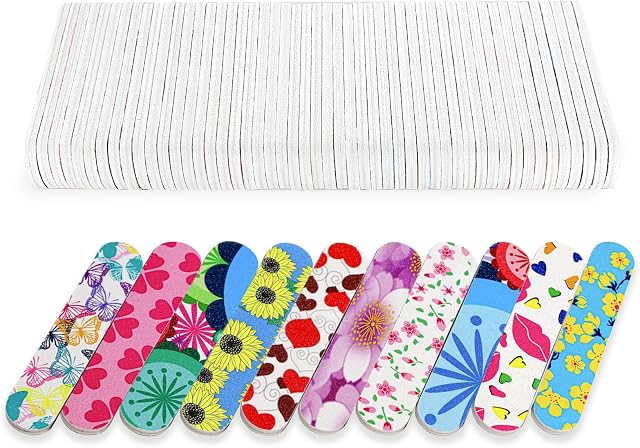Mini Nail Files (50 Packs), Colorful Emery Boards for Nails Double Sided 180 Grit Emory, Gifts Bulk Fingernail