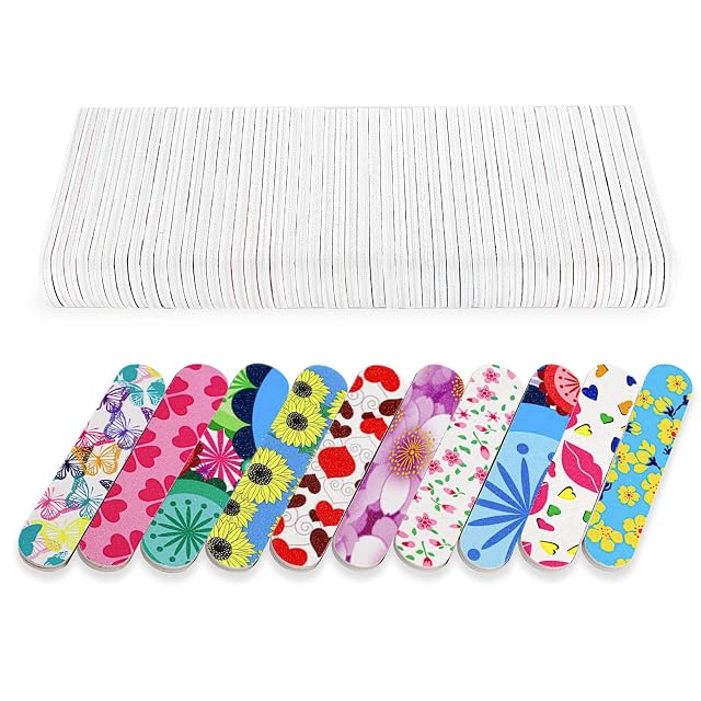 Mini Nail Files 50 Packs Colorful Emery Boards for Nails Double Sided 180 Grit Emory Gifts Bulk Fingernails