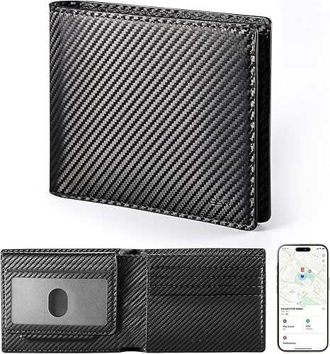 ESR Geo Wallet with Find My, RFID Blocking, Wallet for Men, Wallet Tracker(iOS 14.5 Above Only), Holds 9 Cards and 15 Bills, Replacement for AirTag Wallet, Slim Bifold Card Holder, Carbon Fiber