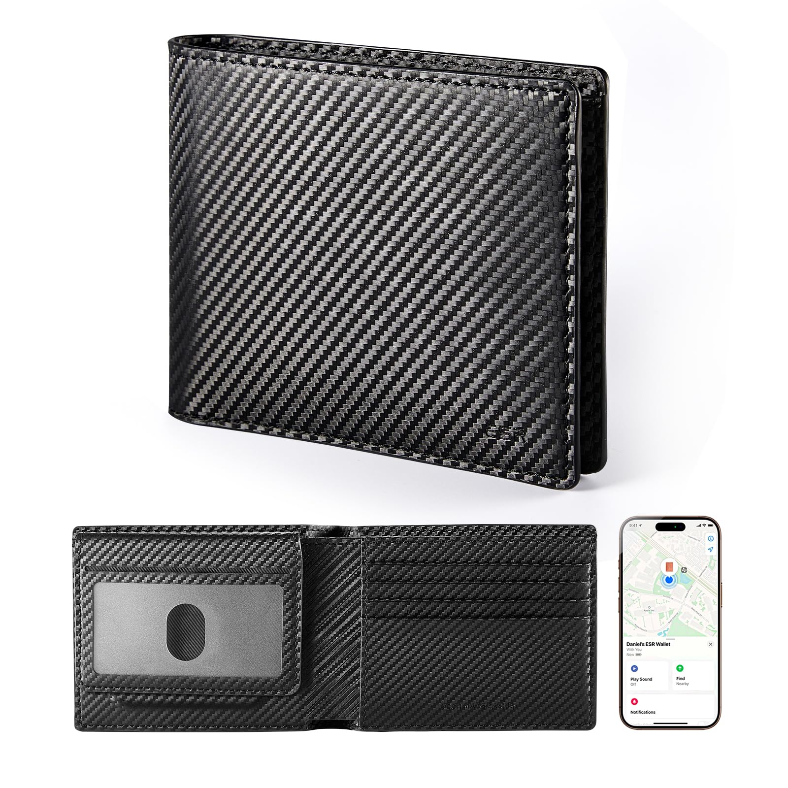ESR Geo Wallet with Find My, RFID Blocking, Wallet for Men, Wallet Tracker(iOS 14.5 Above Only), Holds 9 Cards and 15 Bills, Replacement for AirTag