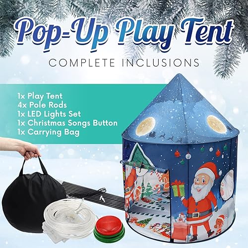 Miniatura 2 de Juego de tienda de campaña de Navidad para niños con luces LED multimodales y música Yuletide - Gran capacidad, fácil de instalar, casa de juegos