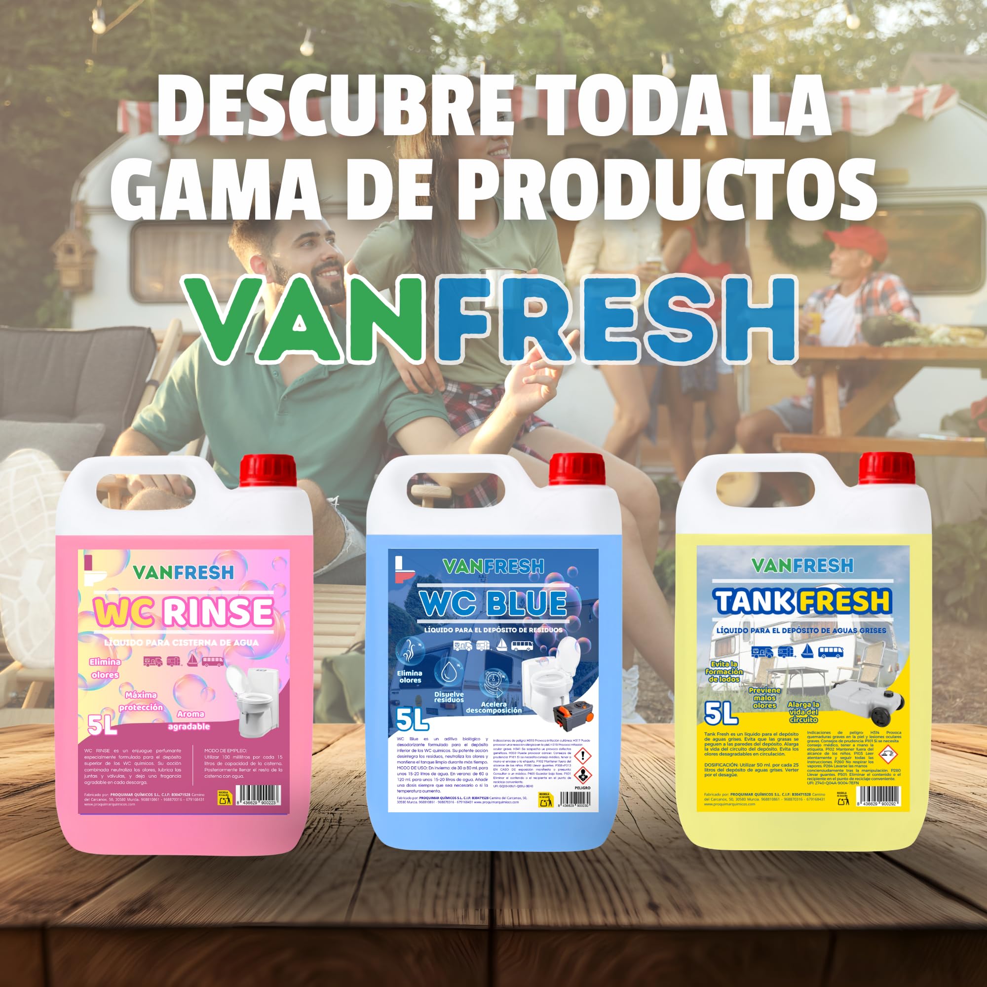 VanFresh Tank Fresh – Líquido para Depósito de Aguas Grises 5L | Elimina Malos Olores, Limpieza y Mantenimiento de Tanques de Autocaravanas, Caravanas y Barcos | Alta Eficacia y Acción Prolongada