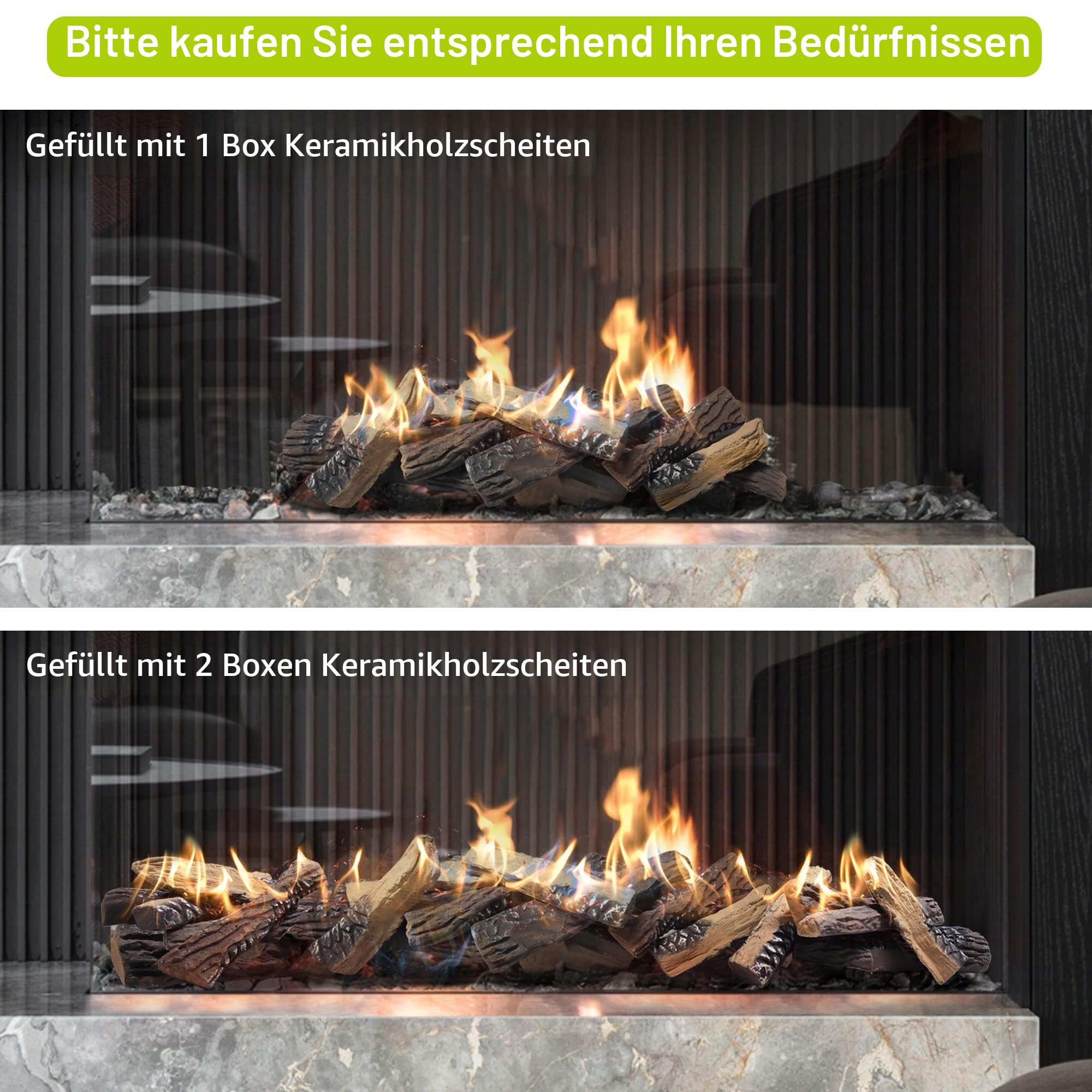 ATR Art To Real 10-teiliges Keramikholz-Set Deko-Holz für Bio-Ethanol und Gas-Kamine Propan, Elektro, Gas, Kamindekor, Kunstholz für den Außenbereich und den Innenbereich