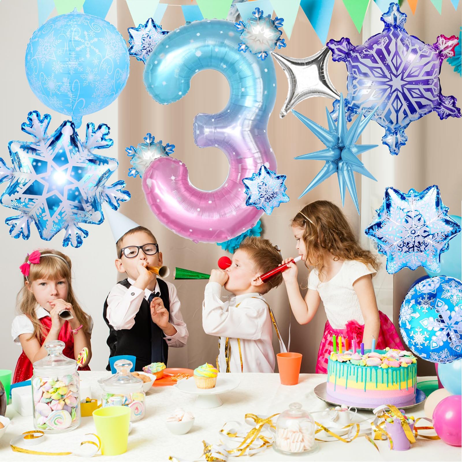 OSDUE 12 Pollici Palloncini 3 Anni Compleanno, Set di 30 Palloncini Couleur in Lattice Decorazioni Feste di Buon per Uomini e Donne Bambino e Nastro