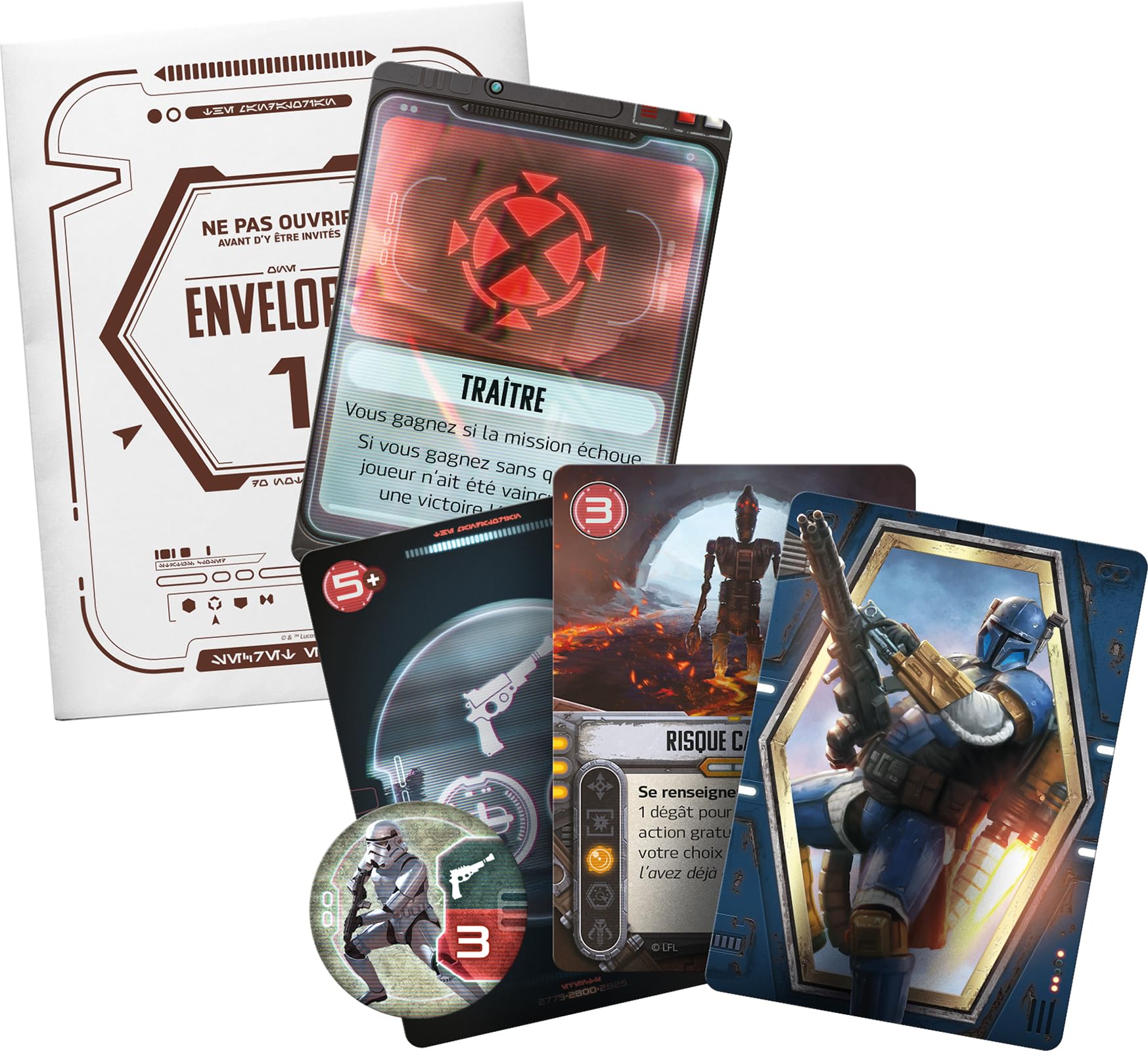 Asmodee Niespodziewane gry Star Wars - The Mandalorian Adventures - Gry planszowe - Gry planszowe - Gra kooperacyjna dla dorosłych i dzieci od 12 lat - od 1 do 4 graczy - wersja francuska