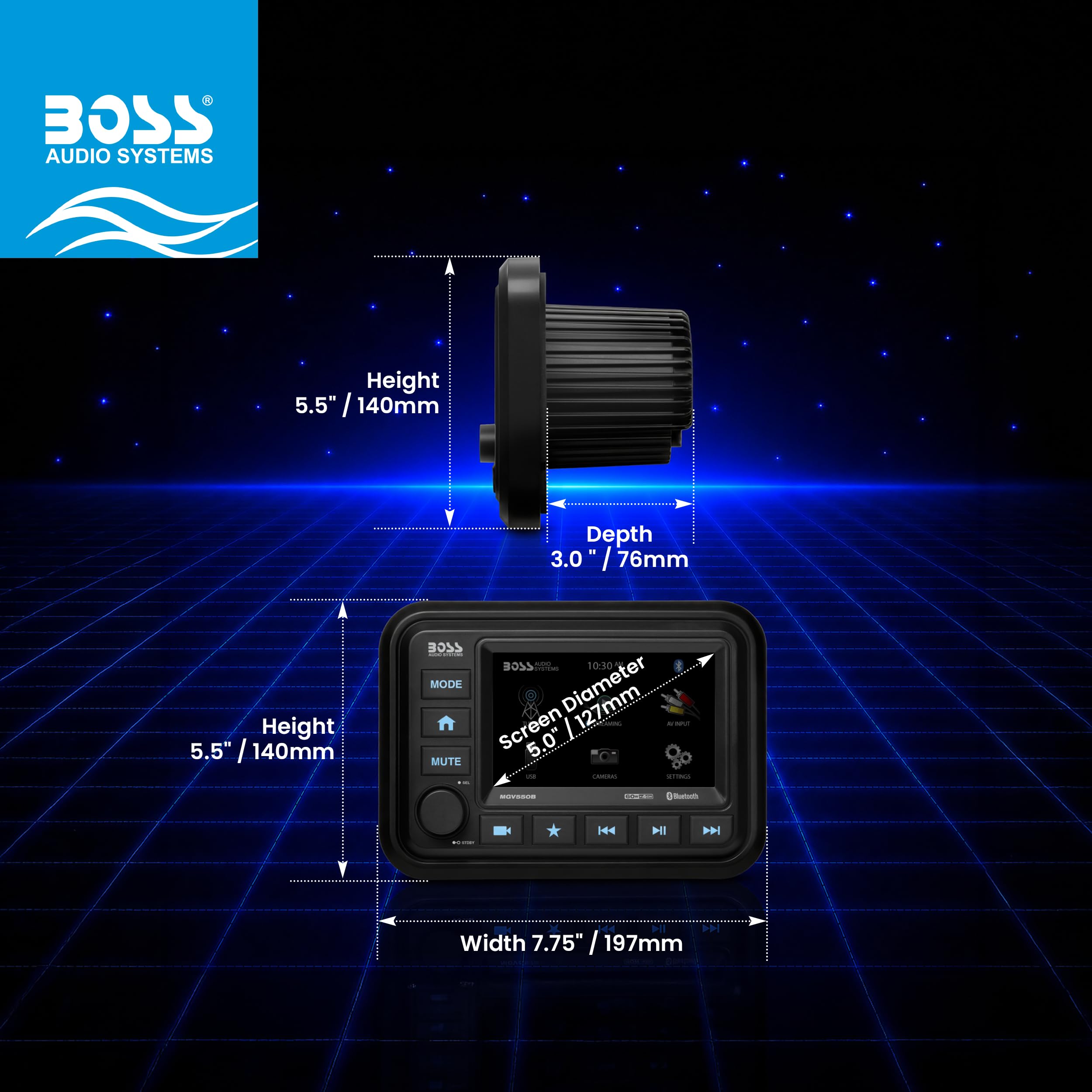 Boss Audio Bluetooth (Audioübertragung) Marine Gauge Empfänger für digitale Medien AM/FM
