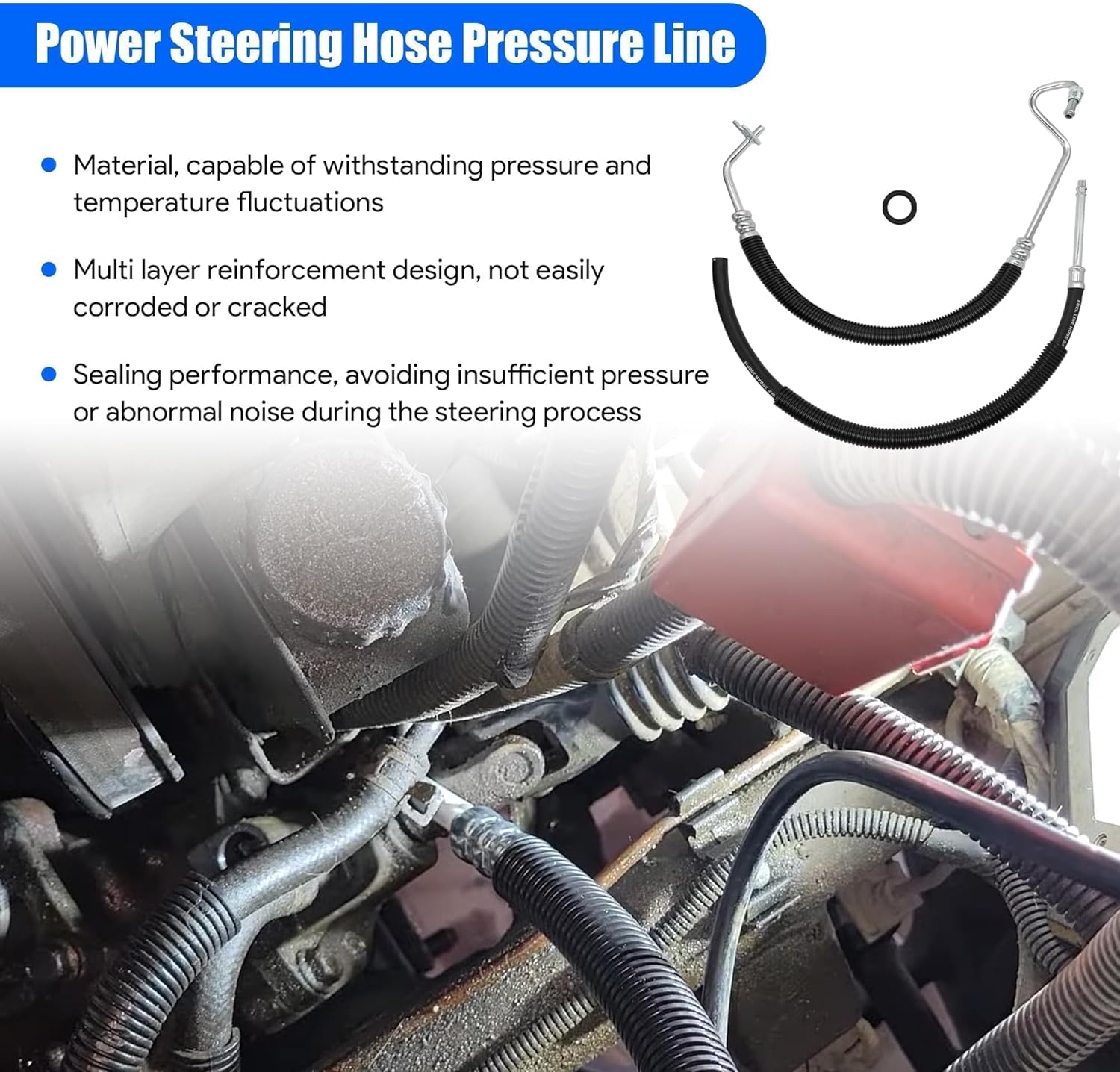 2pcs Power Steering Pressure Line Hose Fit for Chevy Silverado 1500 Tahoe Avalanche Suburban for GMC Sierra Yukon for Cadillac Escalade 2007-2014 4.8 5.3 6.0 6.2L V8 Replace 15812564 3402221 3402322