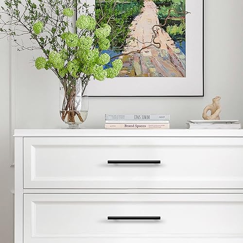 Vista 71 de Ravinte Paquete de 20 tiradores de gabinete negros de 3-3/4 pulgadas, manijas de gabinete de cocina color negro mate, tiradores de cajones modernos