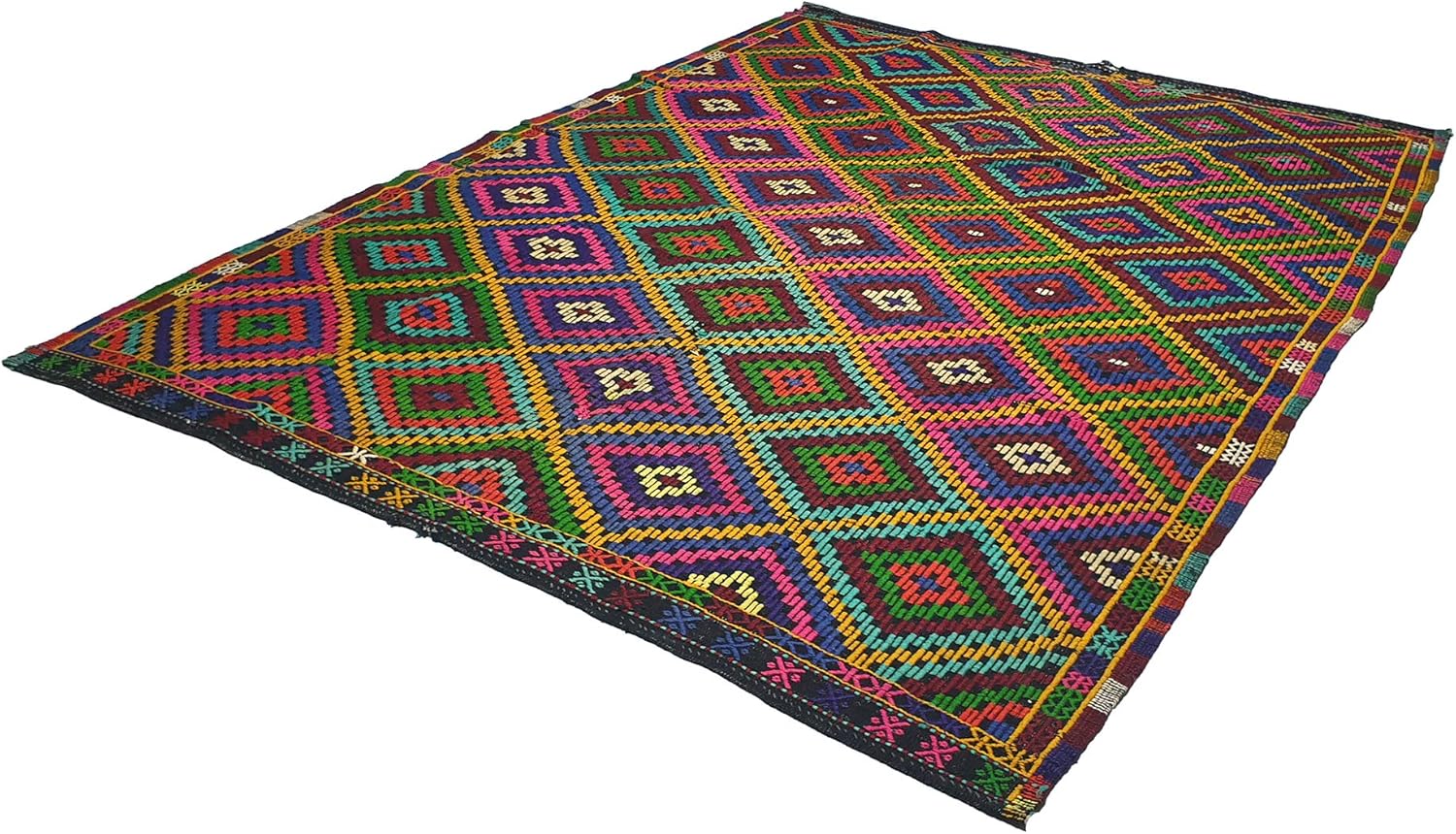 Kilim Rug 9.4x7.2 feet 286x219 cm Area Livingroom Vintage Turkish Decorative Carpet,Handmade Red Green Blue Pink Rug