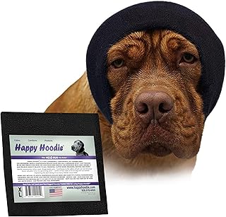 Happy Hoodie The Original Calming Band for Dogs and Cats, Anxiety Relief/Noise Protection, Grooming, Thunder Fireworks (XL, Black) product image