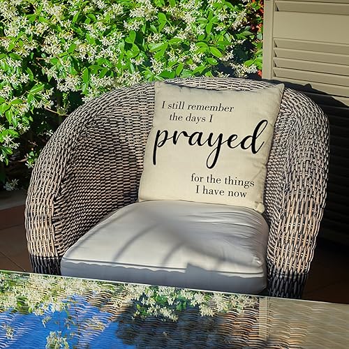 Miniatura 5 de Softxpp Funda de almohada decorativa con texto en inglés "I Still Remember the Days I Prayed for the Things I Have Now" para el hogar, funda de