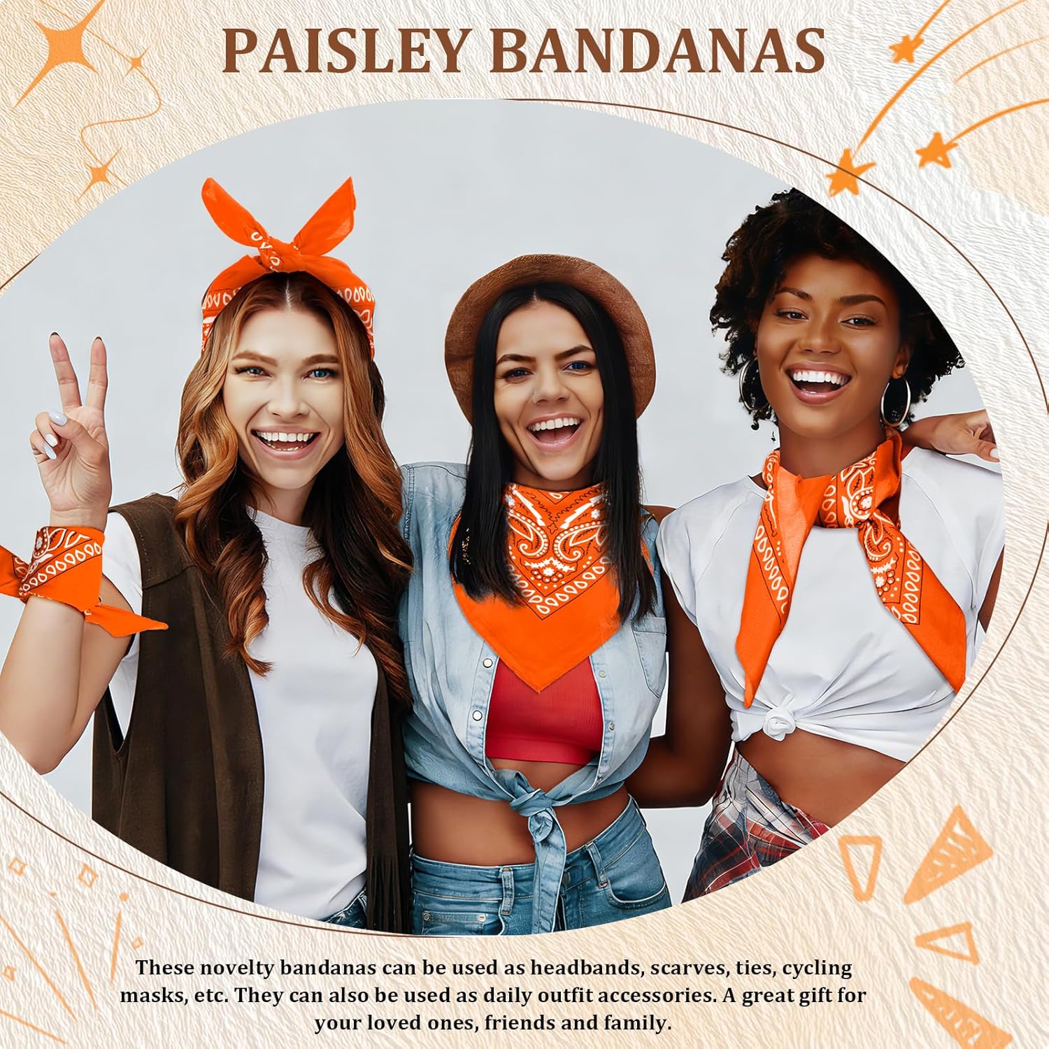 100 Pcs Bandanas Bulk Paisley Bandanas Cowboy Headband Scarf Face Mask for Men Women
