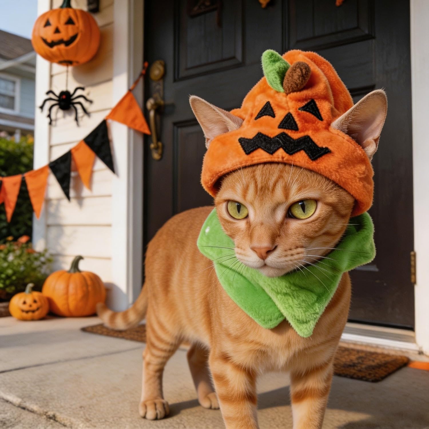Orgrimmar Halloween Pumpkin Kitty Cat Hat Cosplay Cap Collar Costume Cute image 5