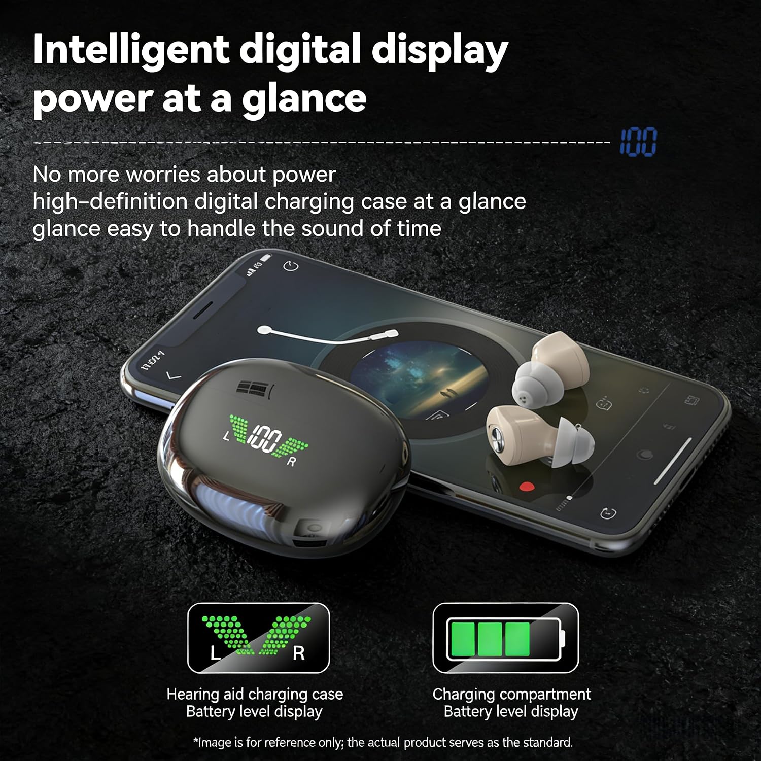 OTC Hearing Aids for Seniors-16 Channel Rechargeable Invisible ITE Hearing Aid with One-Button Operation, Noise Reduction, 3 Listening Modes, 4 Volume Levels, LED Digital Display, Long Battery Life, Easy to Use for Elderly Adults& Anti-Whistling Comfort Fit