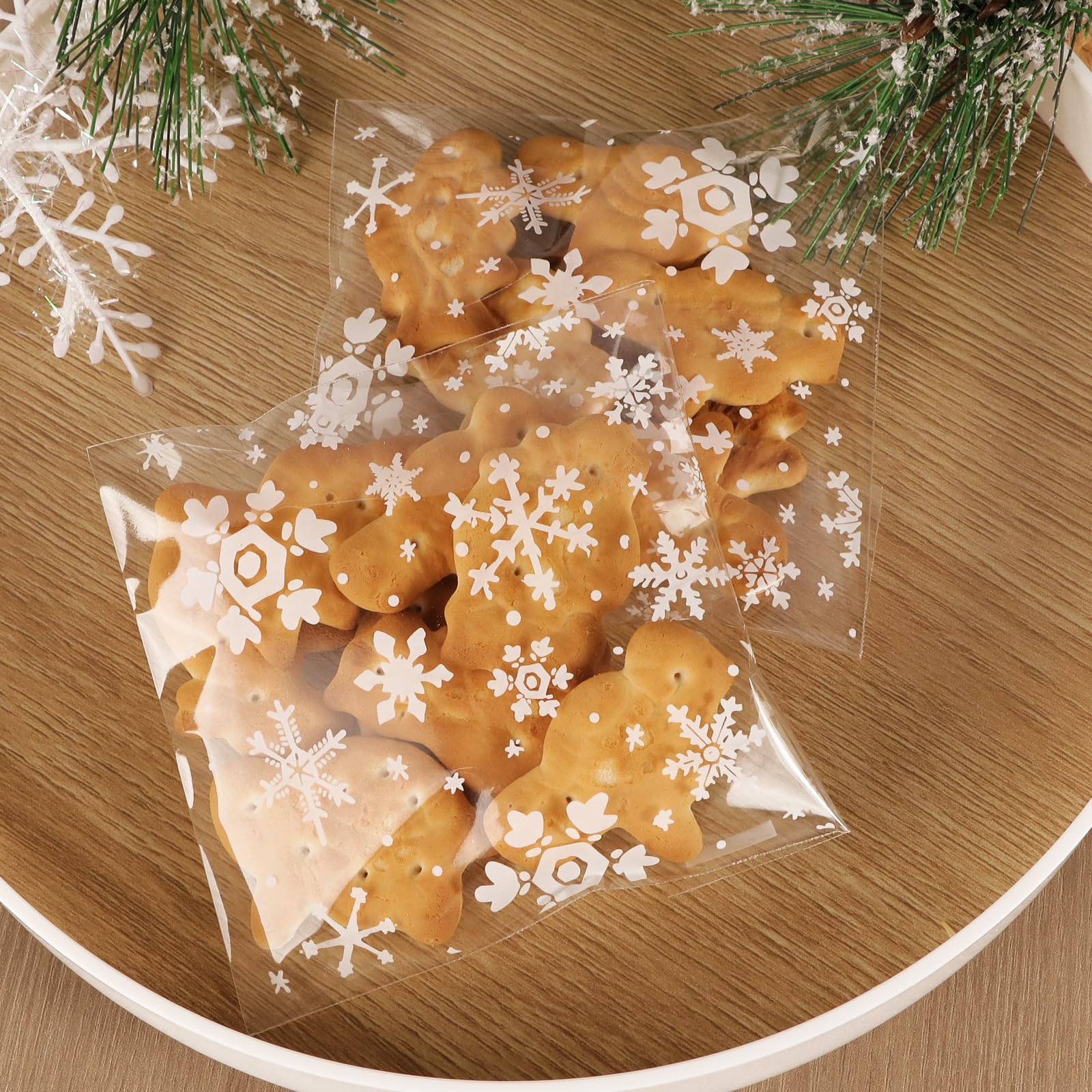 Christmas Cellophane Bags,100Pcs Clear Sweet Goodies Candy Treat Bags - View #6