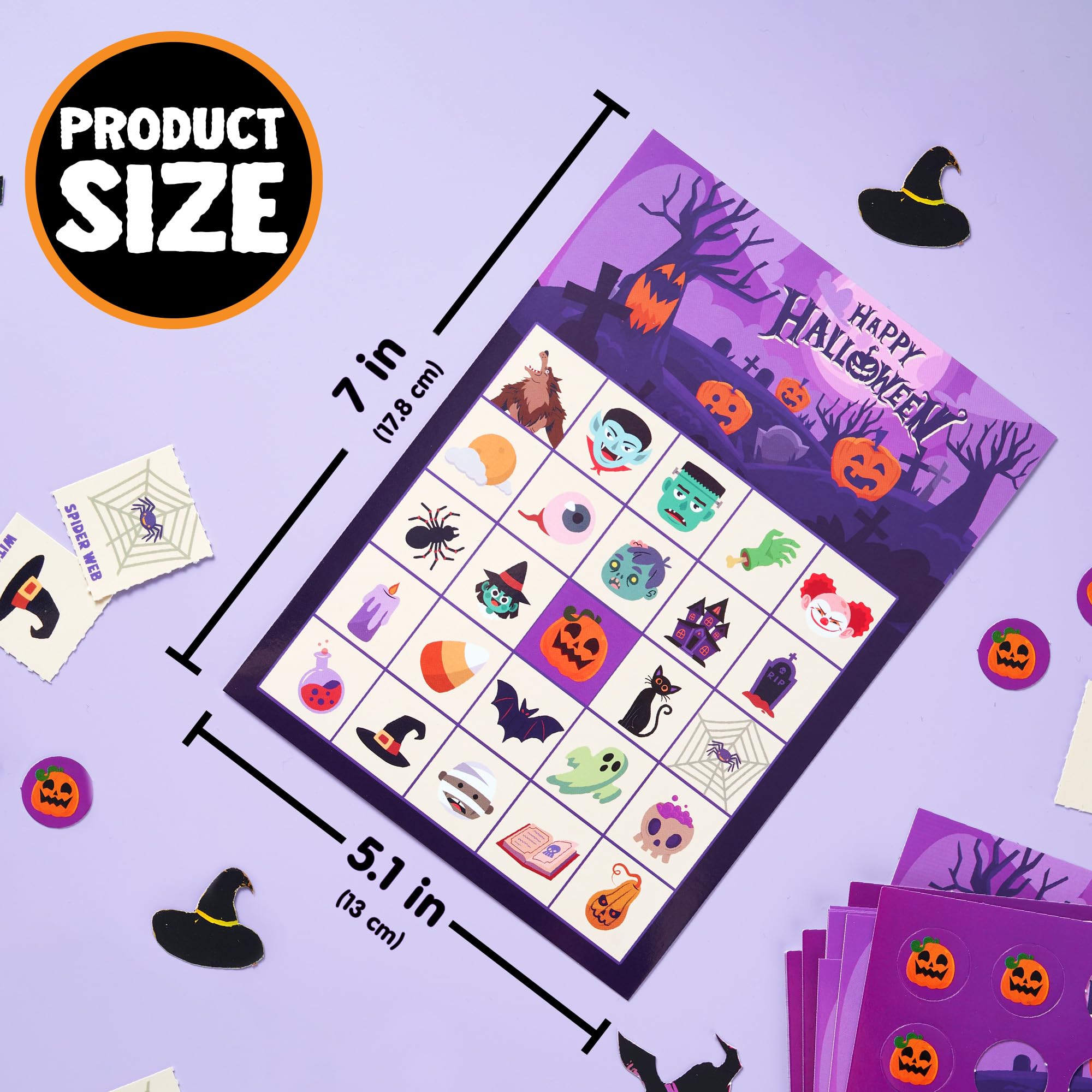JOYIN Gioco di carte da bingo di Halloween per 32 giocatori, set di carte da bingo per bambini per giochi di feste di Halloween, attività familiari di grandi gruppi, forniture per feste in classe