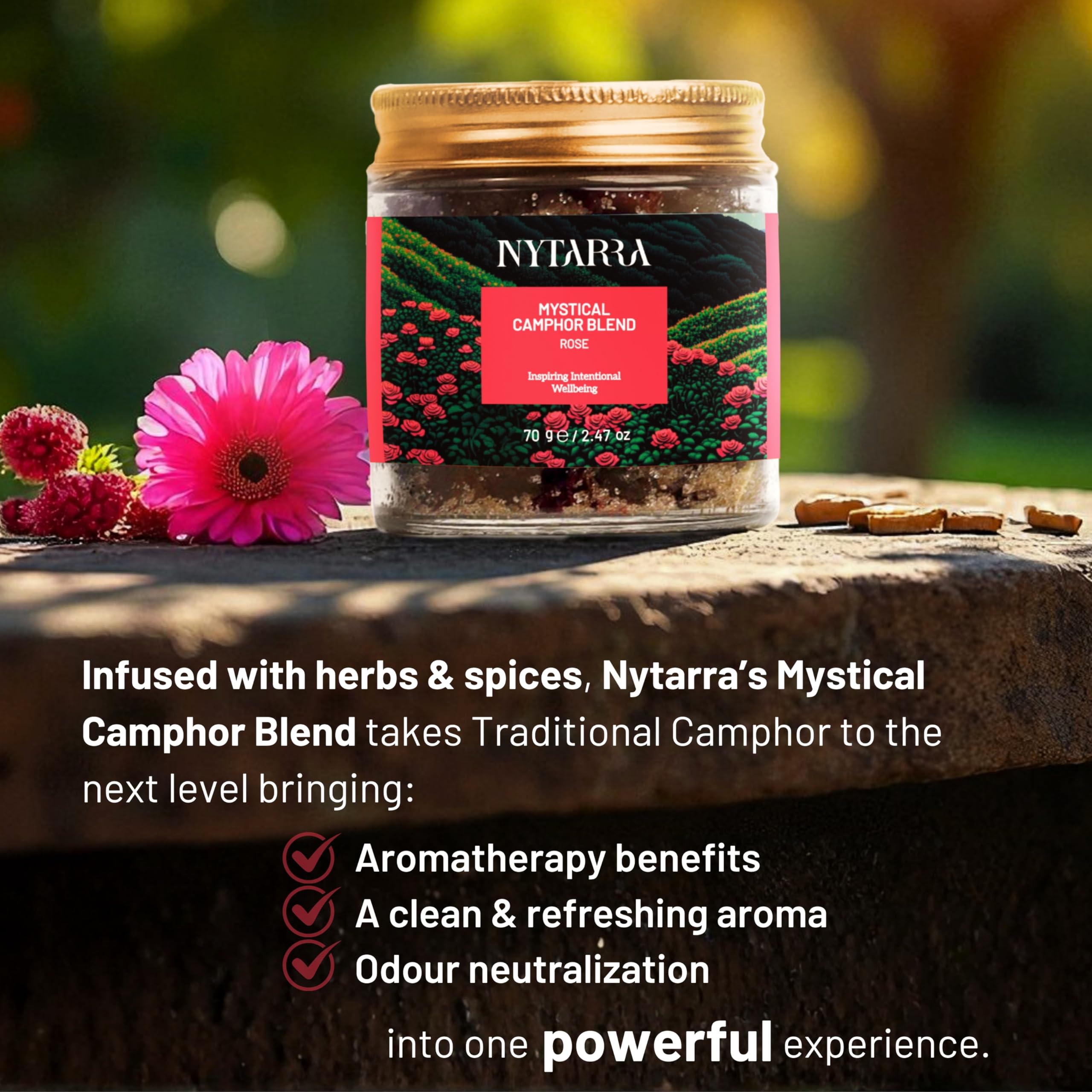 Nytarra Rose Camphor Blend - Diffuser & Puja Rituals -2 Nytarra Rose Camphor Blend - Diffuser & Puja Rituals -2