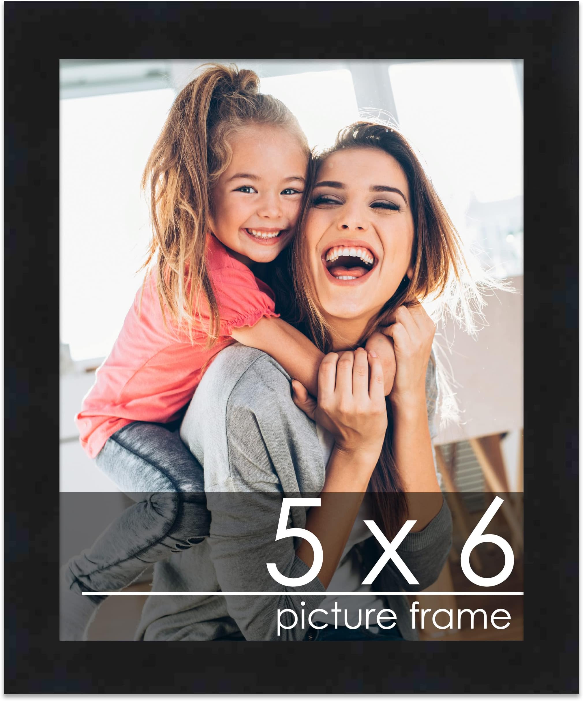 Poster Palooza 5x6 Contemporary Black Wood Picture Frame - UV Acrylic, Foam Board Backing, & Hanging Hardware Included!