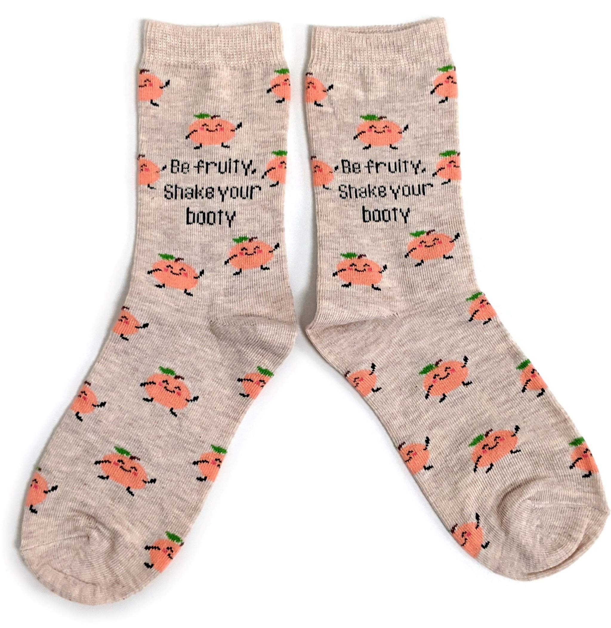 Ladies Fruity Shake Your Booty Peach Peaches Socks 4-8 UK / 37-42 Euro / 6-10 USA