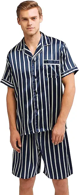 Men's Satin Short Sleeve Pyjama Set - Premium Heren Satijn Pajamas