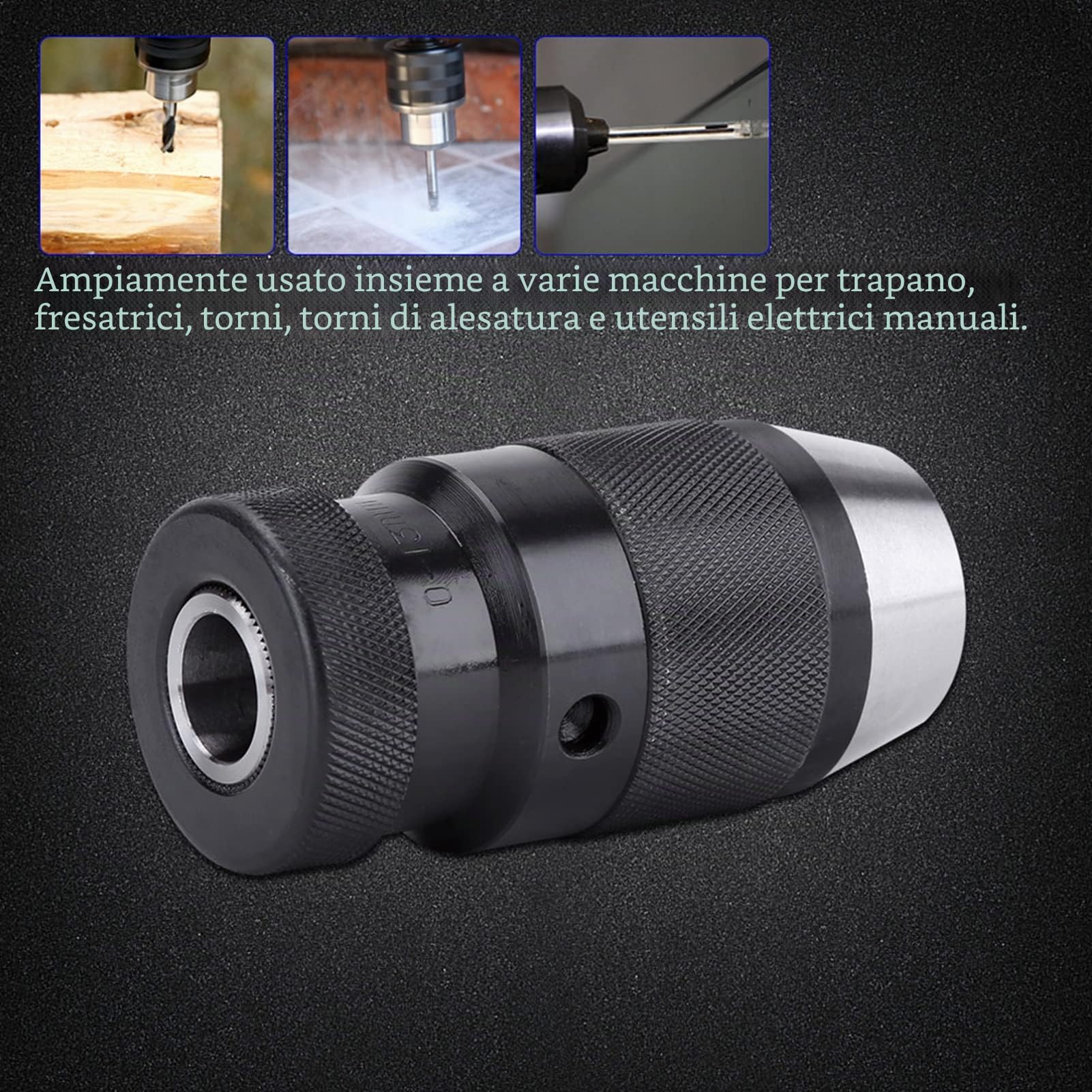 1 Pz 0 13mm 1/2 "in Acciaio Autoserrante Trapano Senza Chiave Punta Mandrino B16 Mandrino Trapano Elettrico Mandrino per Tornio Trapano Elettrico