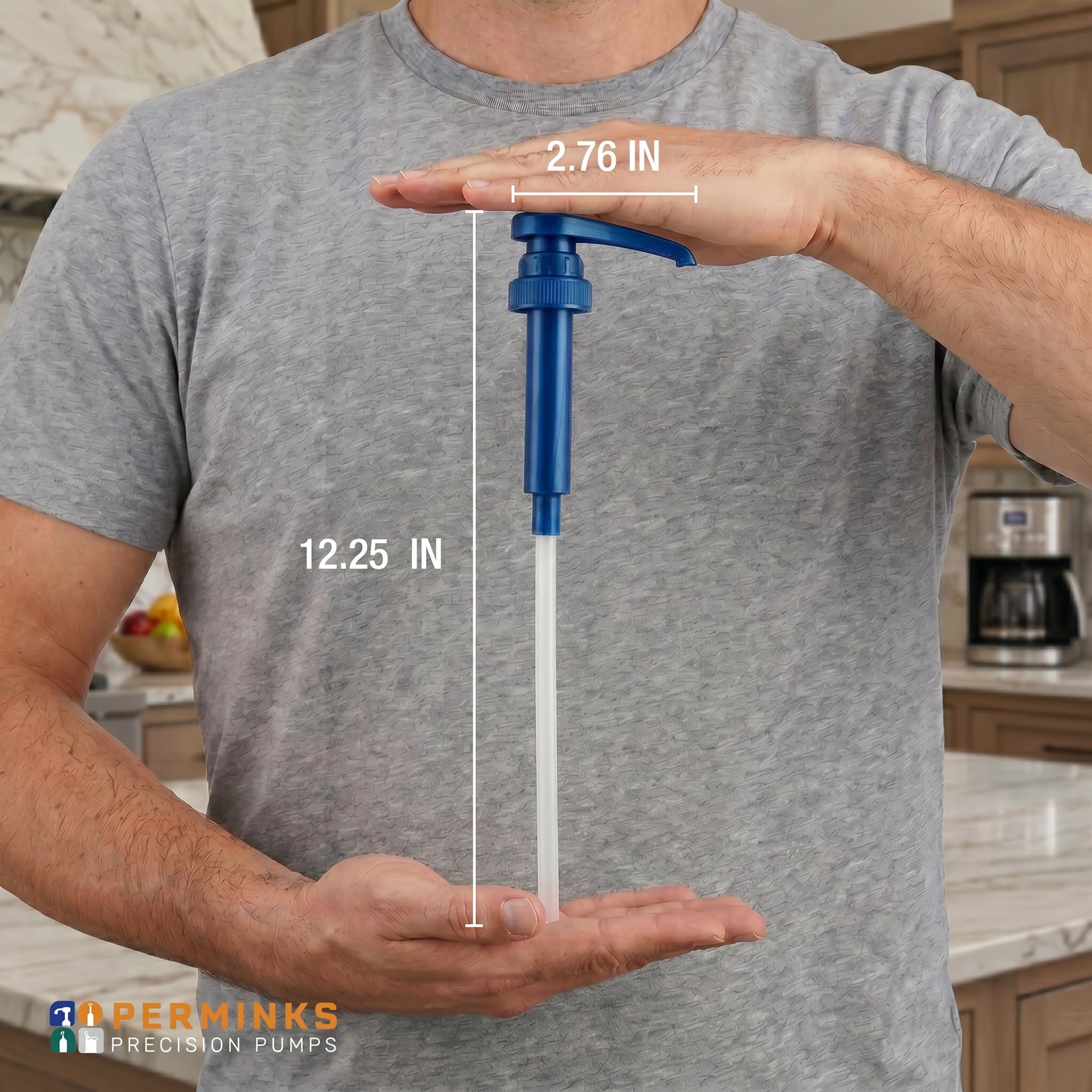 Premium Siruppumpe kompatibel mit Torani 750 ml Flasche, Davinci Sirupe - Kein Verschütten, kein Verstopfen, Sirup Pumpspender für Vanille, Schneekegel, Heidelbeere, Kaffeearoma & mehr (3 Stück, Blau)