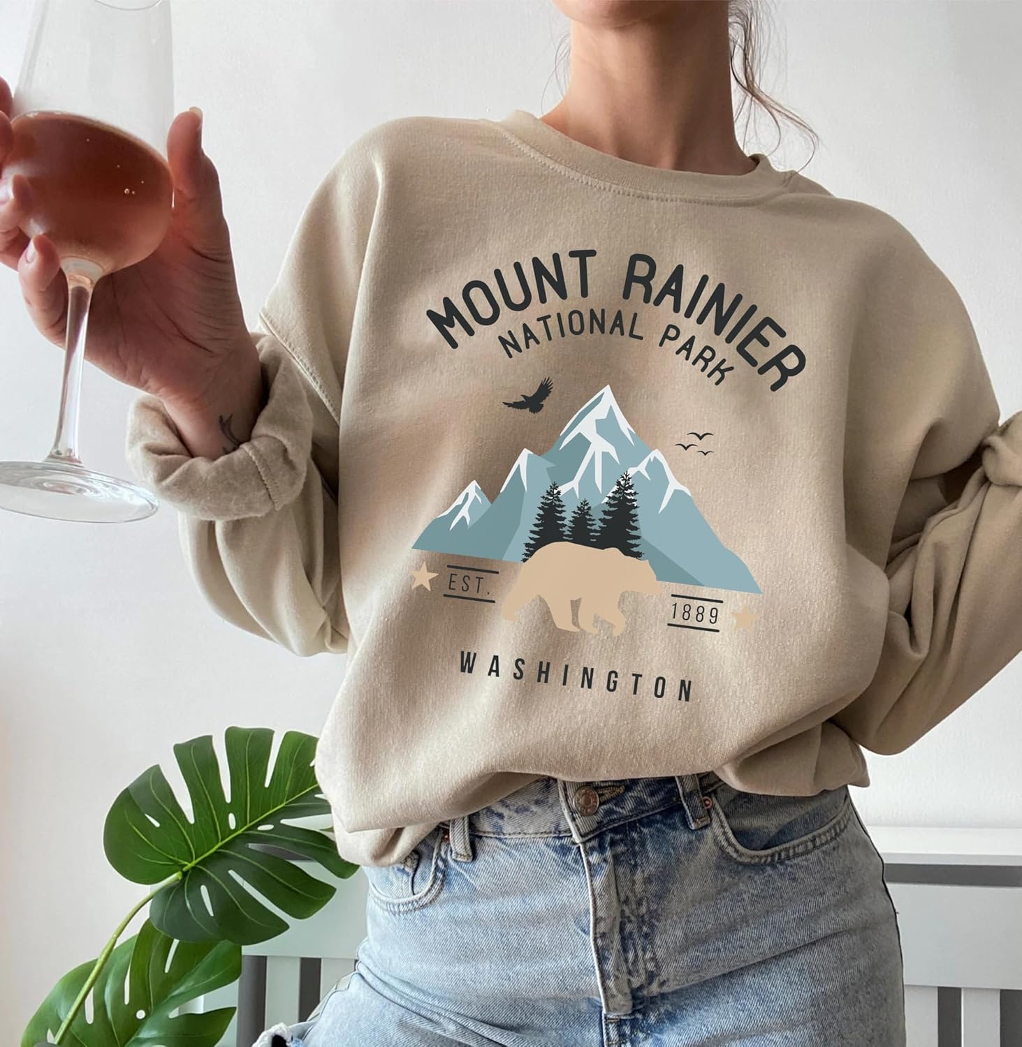 Mount Rainier National Park Sweatshirt - Mt. Rainier Sweater, Washington Hiking Sweatshirt