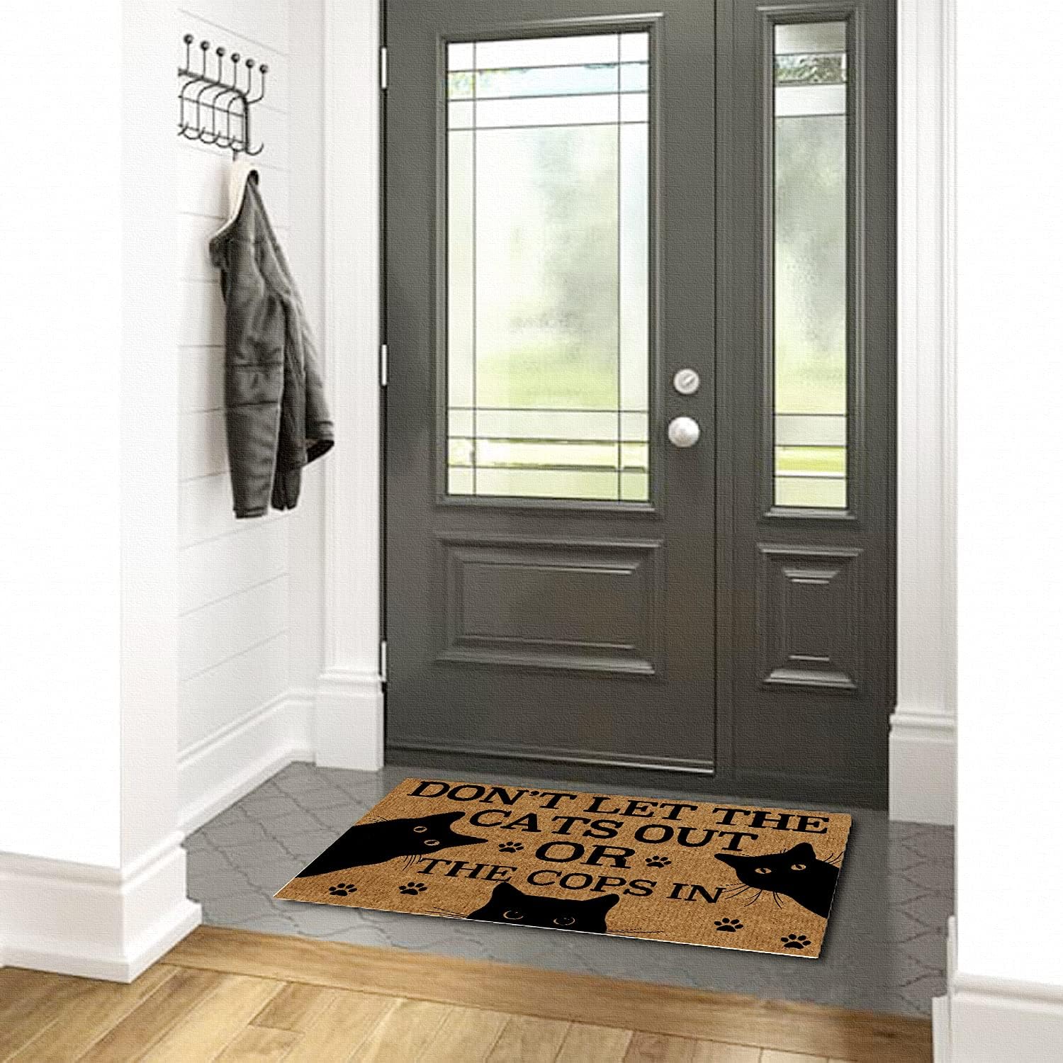 Door Mat (30"x18"), Don’T Let The Cats Out Or The Cops in Welcome Mats for Front Door Outdoor Funny Non Slip Entryway Home Decor Doormat