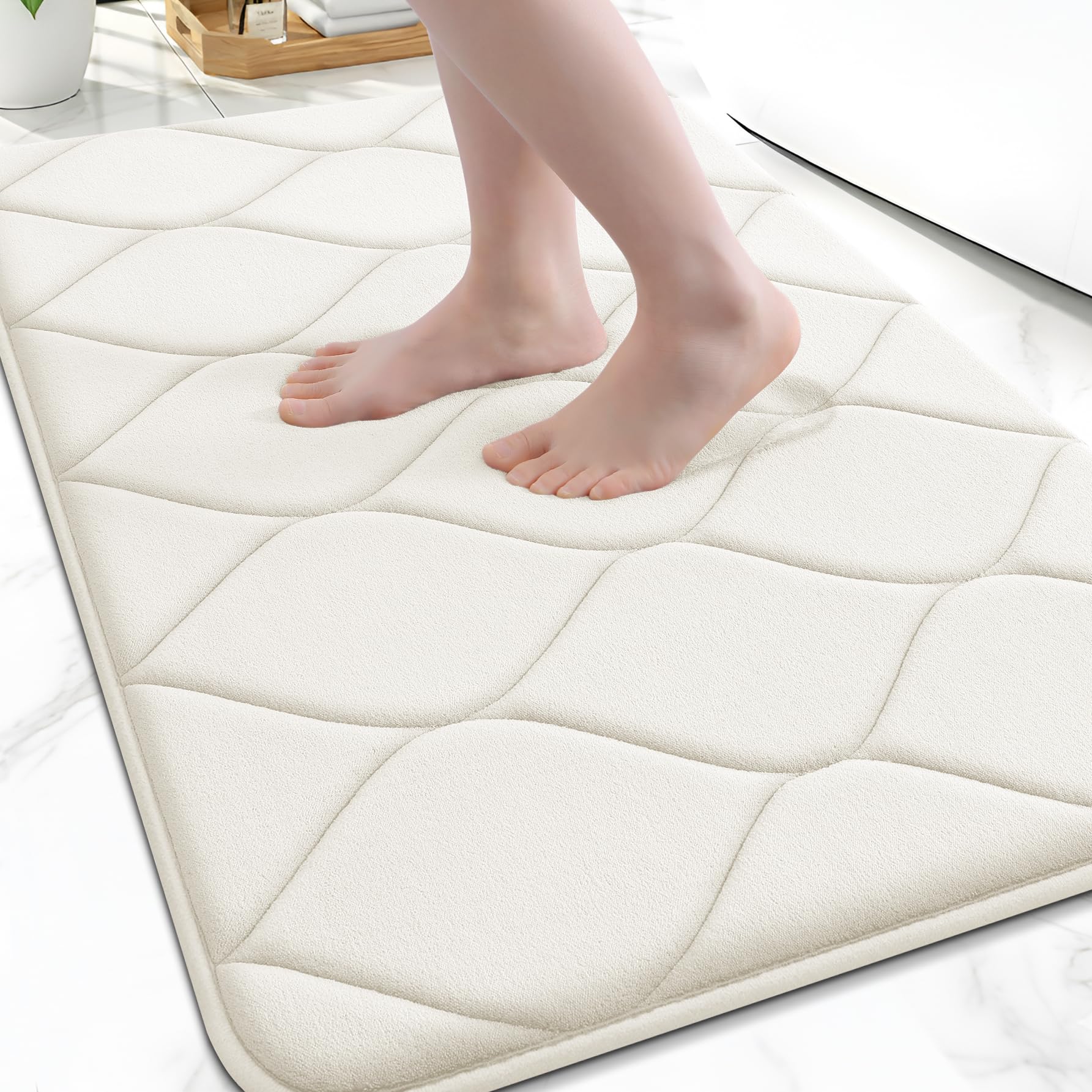 Smiry Memory Foam U-Shaped Toilet Mat 24x20, Soft Absorbent Toilet Rugs