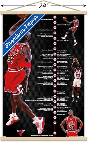 Miniatura 10 de Trends International Michael Jordan - Póster de pared de línea de tiempo, 22.375 x 34 pulgadas, paquete de impresión premium y colgador blanco