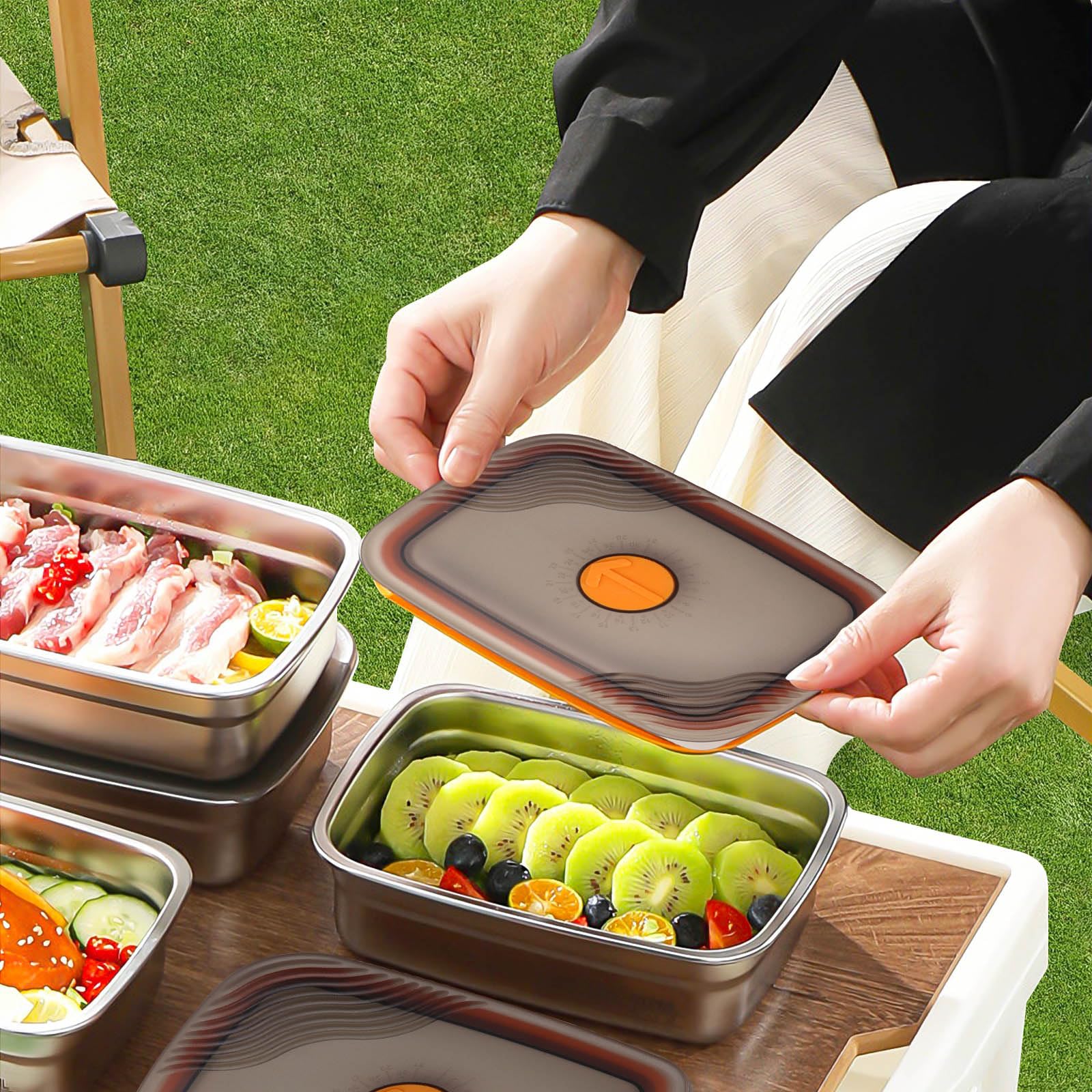 4 Stück Frischhaltedosen mit Deckel, Aufschnittbox Fresh, Meal Prep Container mit Deckel für Büro, Reisen