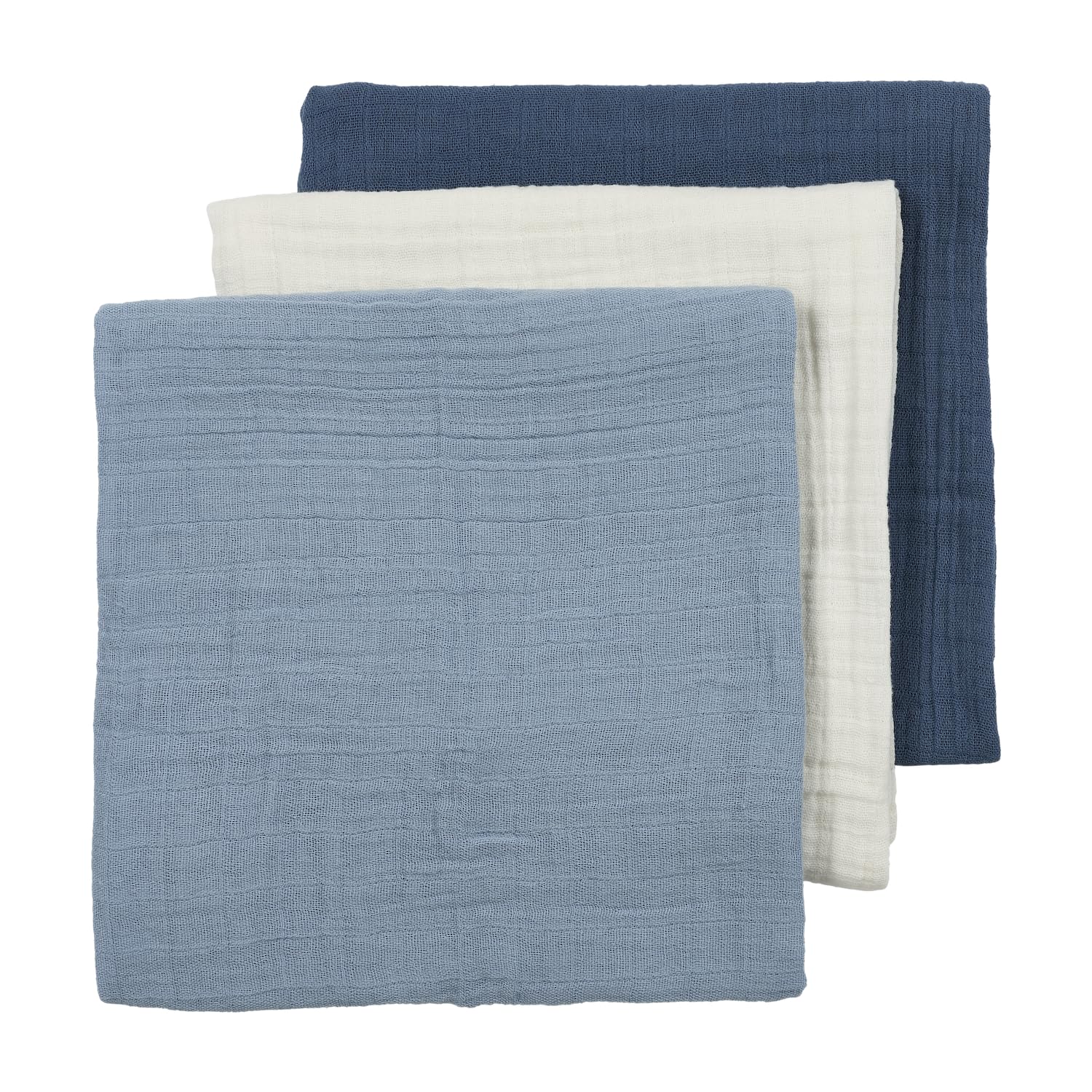 MEYCO Muslin Nappies 70 x 70 cm - Pack of 3 Muslin Burp Cloth Natural/Jeans/Indigo — image 1