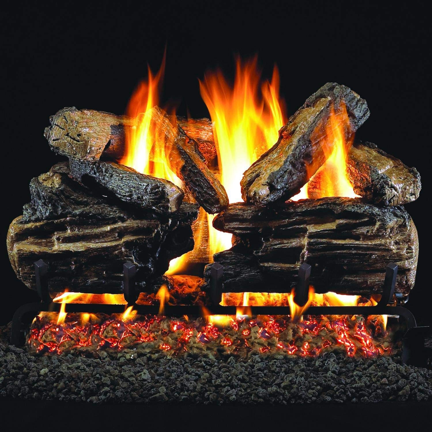 Amazon.com : Peterson Real Fyre 36-Inch Charred Split Oak Gas Log Set with  Vented Natural Gas G45 Burner - Match Light : Patio, Lawn u0026 Garden