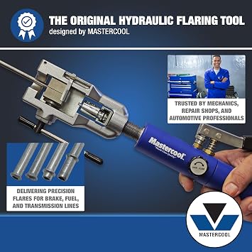 Mastercool 72475-PRC Universal Hydraulic Flaring Tool Set with Tube Cutter, Blue and Silver