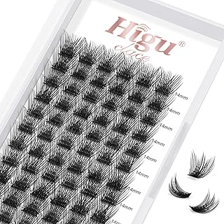 Lash Clusters DIY Eyelash Extensions 72 Pcs Cluster Eyelash Extensions 14mm Cluster Lashes D Curl Lash Clusters Thin Stem Eyelash Clusters Reusable Makeup for Self-application (Shrub D 14mm)