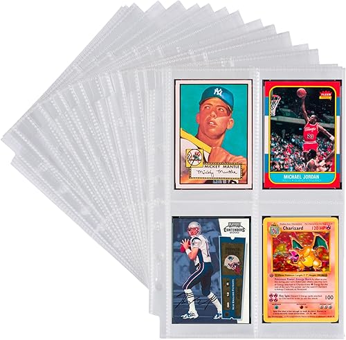 Miniatura 2 de Samsill Paquete de 100 protectores de 4 bolsillos para tarjetas intercambiables, se adapta a carpetas de 3 anillas, 400 bolsillos laterales de