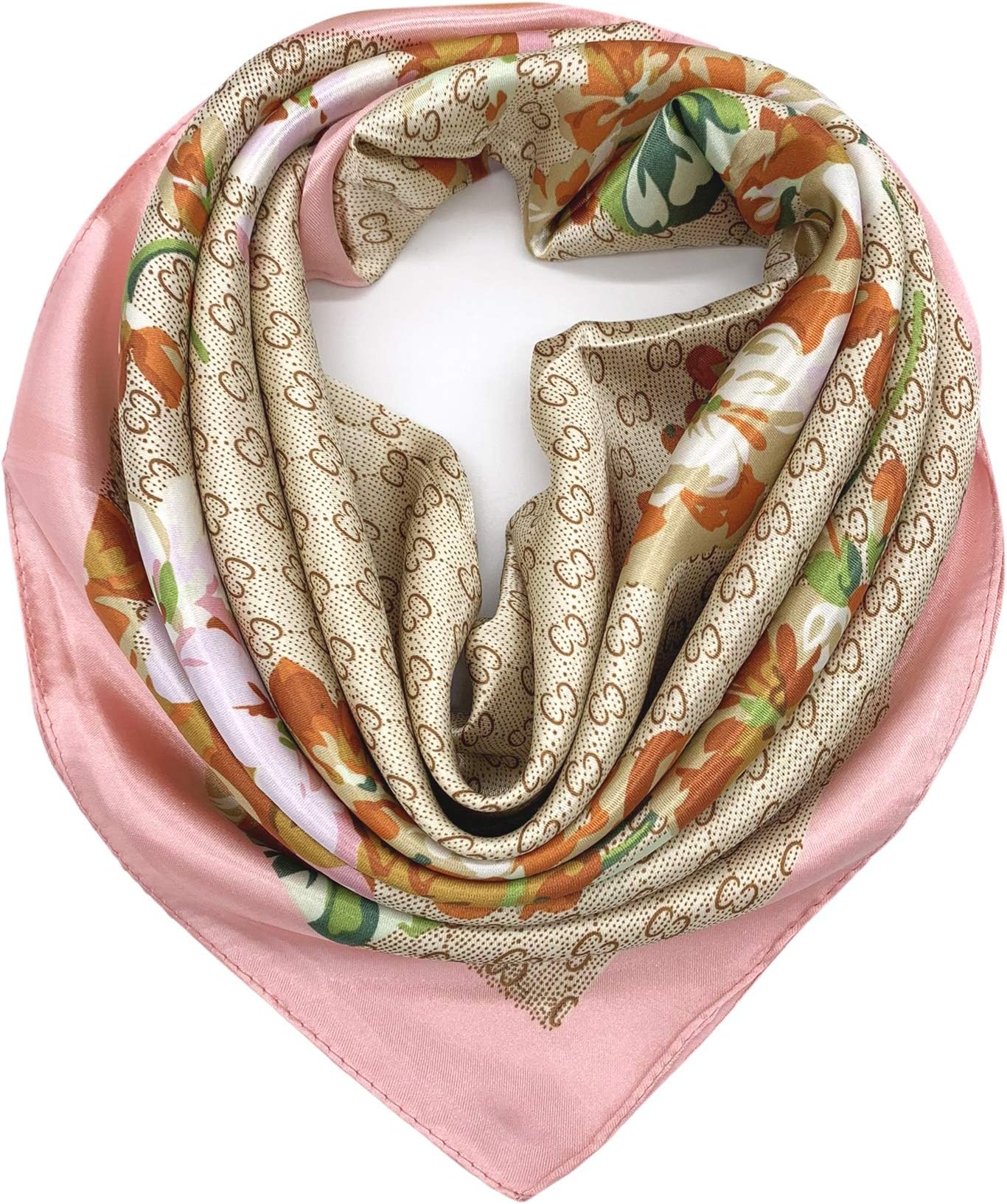 YOUR SMILE Silk Like Scarf Women's Fashion Pattern Large Square Satin Headscarf