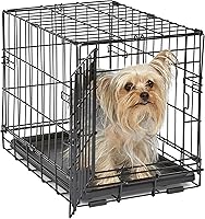 MidWest iCrate 18-Inch Single Door Dog Crate for Tiny Breeds Up to 10 lbs - Folding with Divider, Leak-Proof Tray & Secure Latch