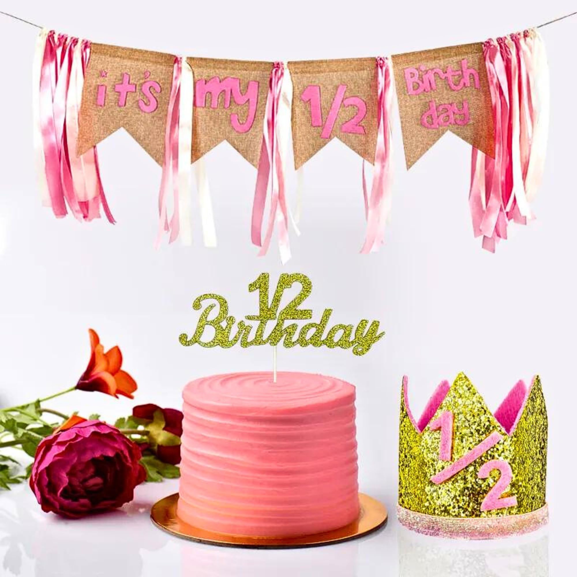 – ALCR 1 to 12 Months Baby Photo Banner Buntings for Birthday Decor, Party Prop Garland to collect the Milestone Pictures, Sweet Memories. (6 Months Baby - Pink)