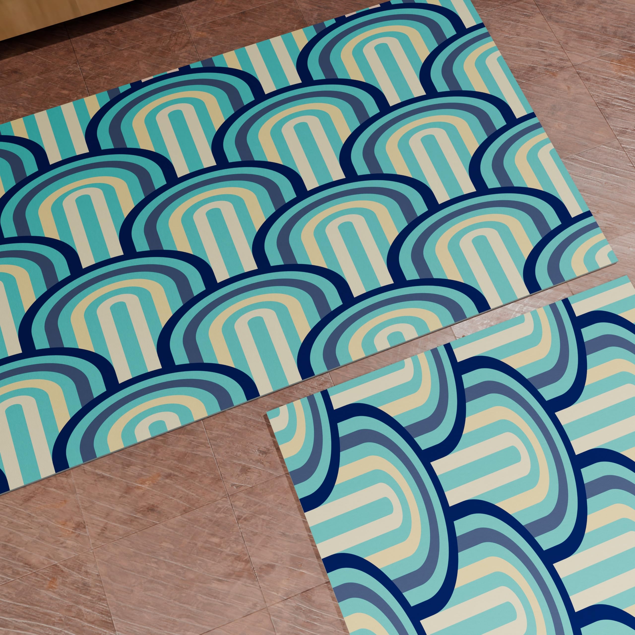 Petti Artigiani Italiani - Tapis antidérapant et Lavable, 50 x 340 cm, Motif Geo Delta, Bleu Ciel, 100% fabriqué en Italie